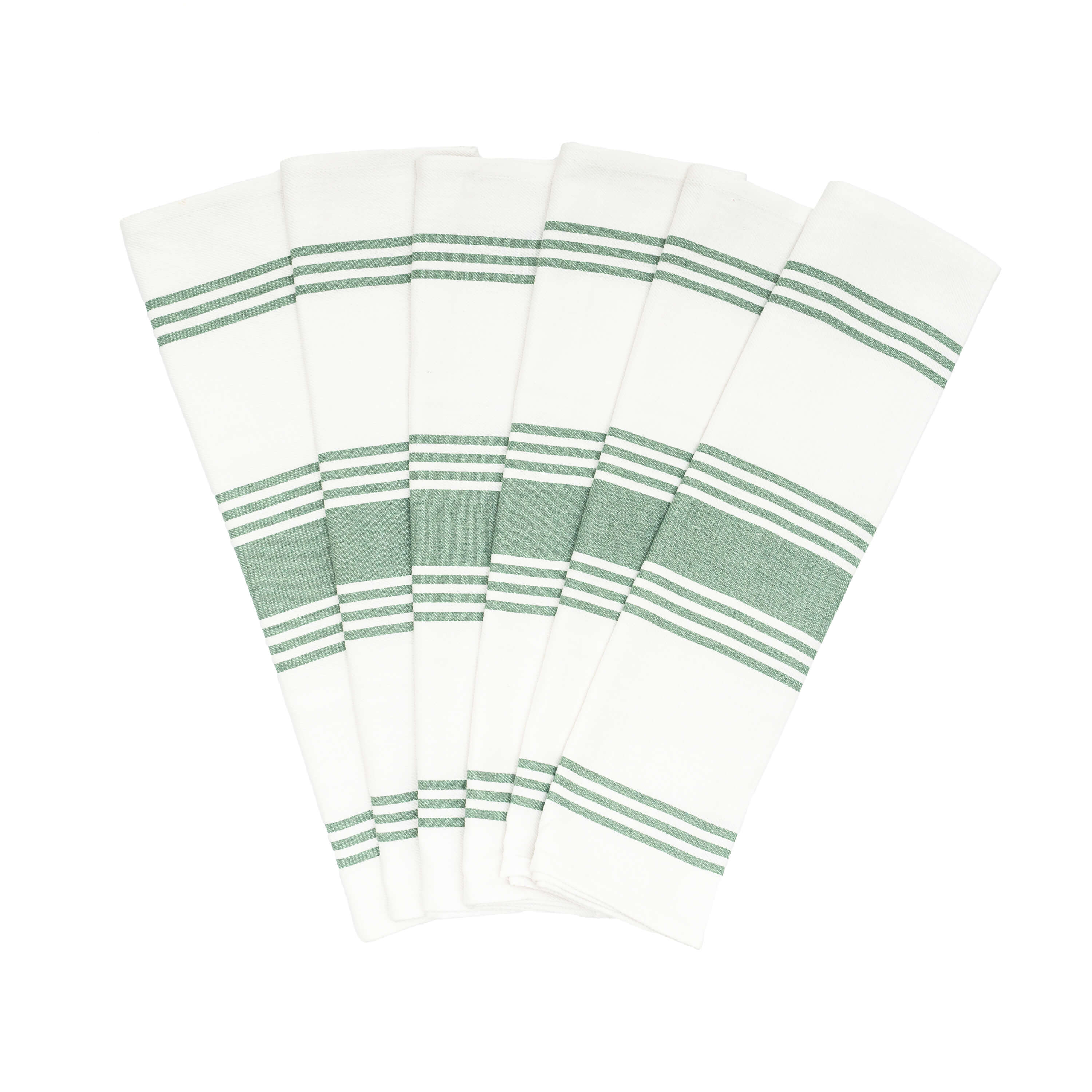 Striped Kitchen Towels Sage Green