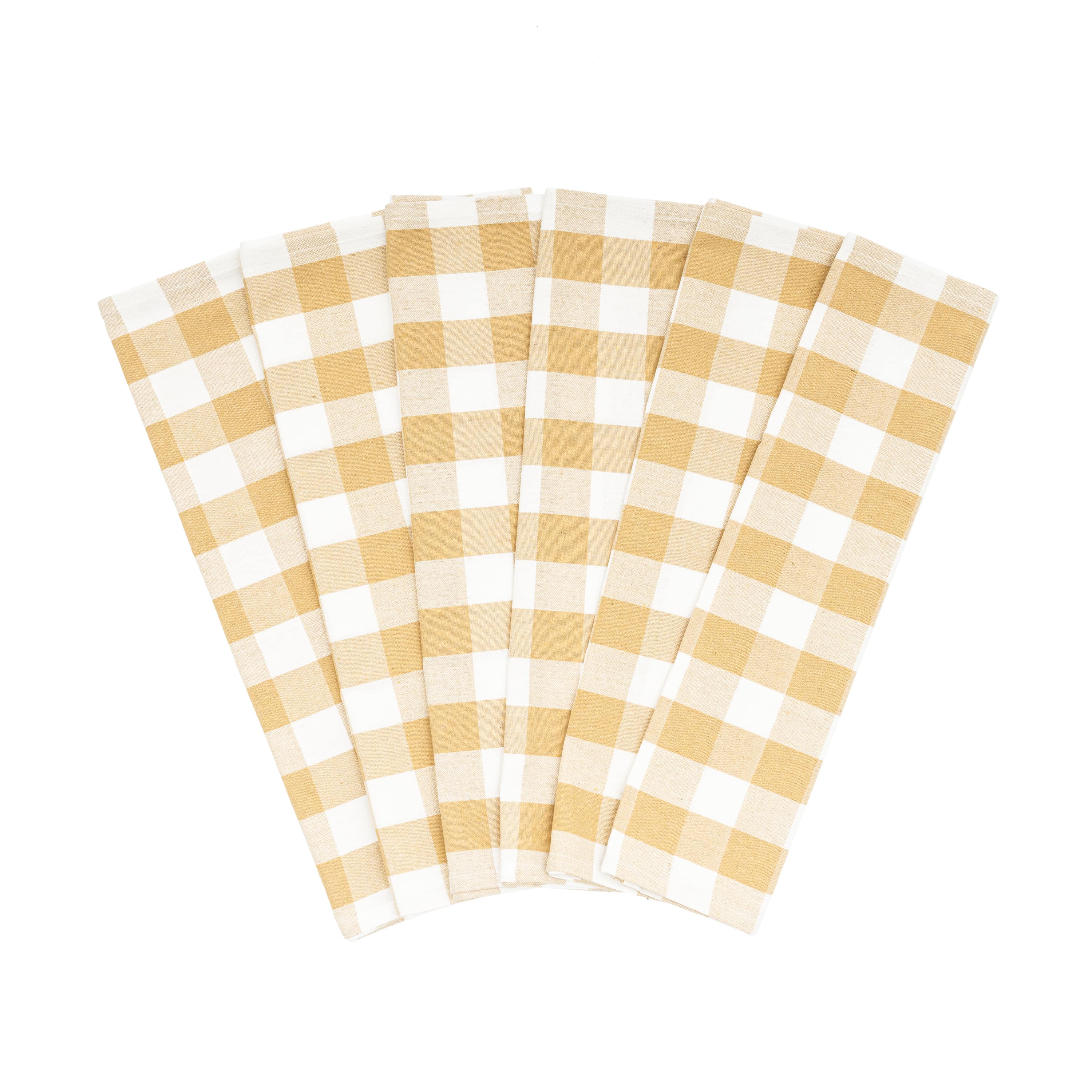 Plaid Kitchen Towels Taupe & White