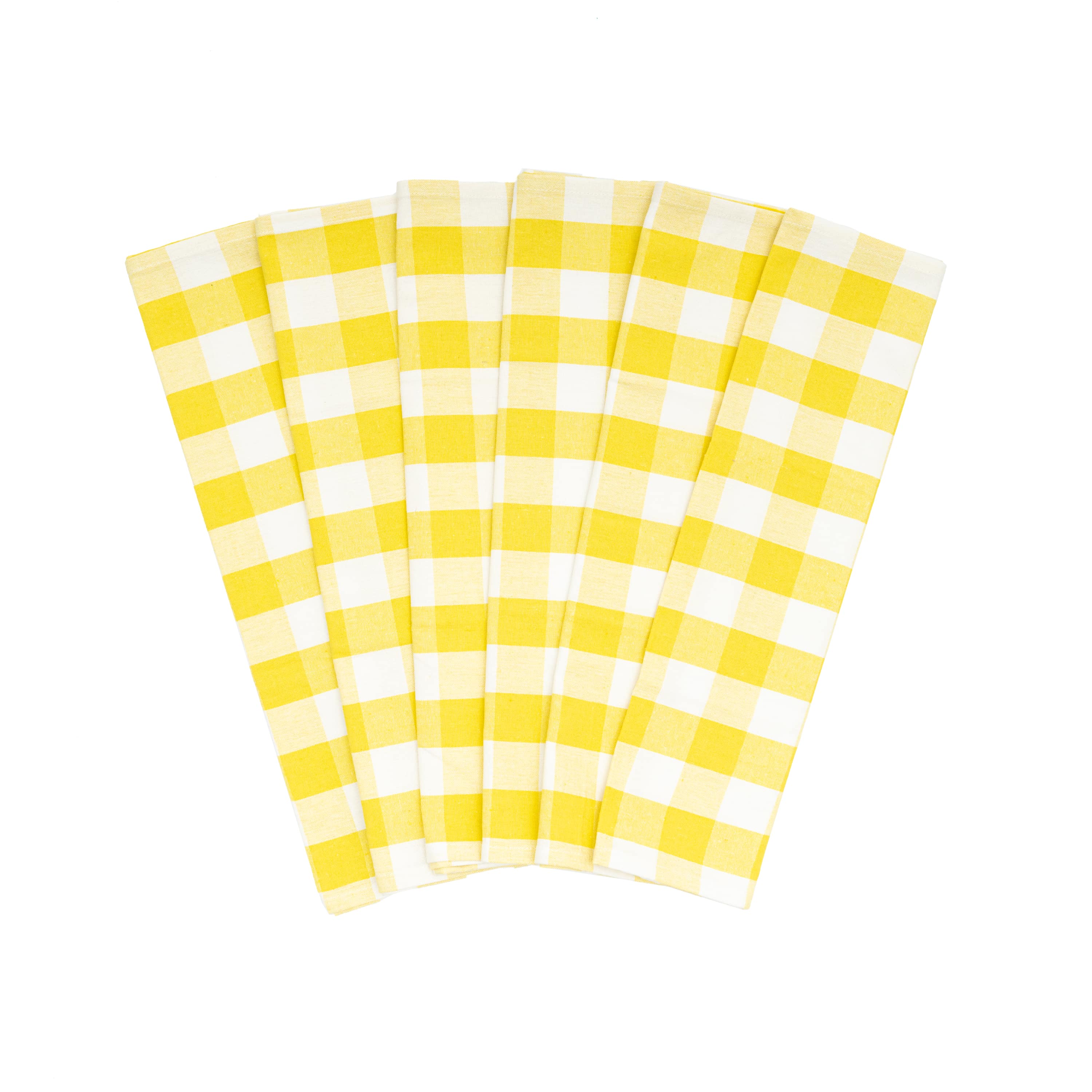 Plaid Kitchen Towels Yellow & White