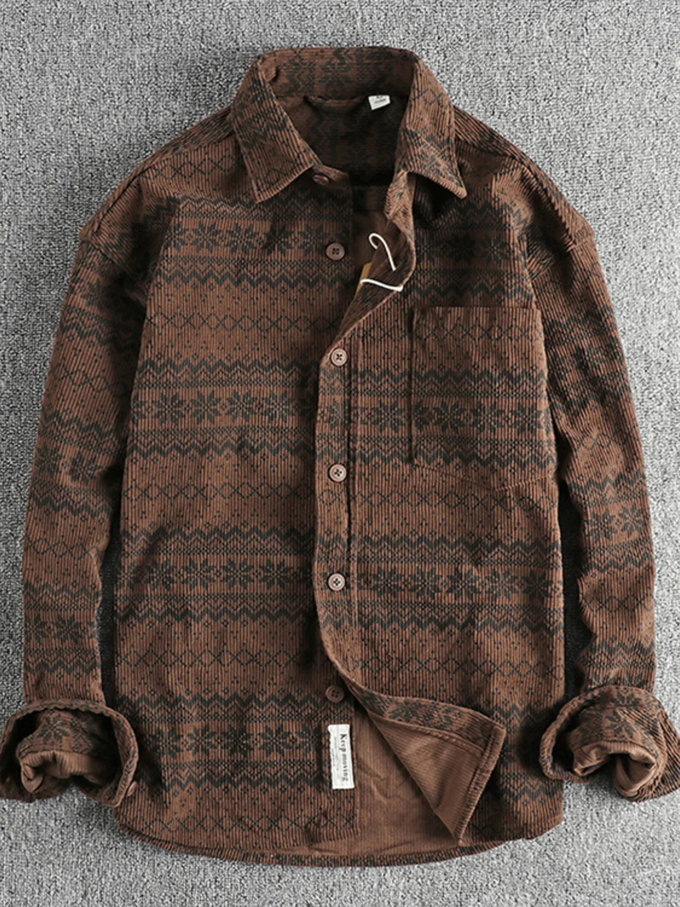 Men's Button Up Long Sleeve Shirt Brown