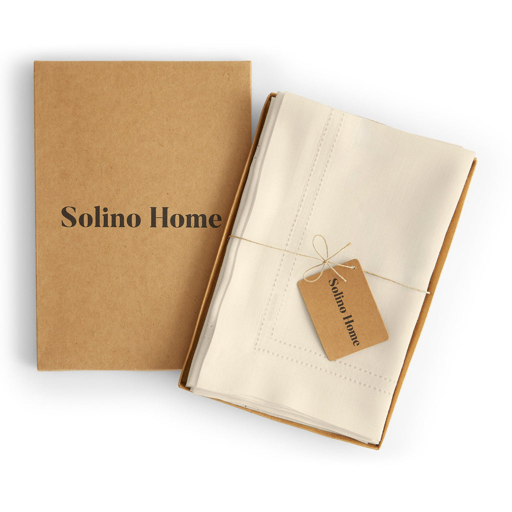 Linen Double Hemstitch Napkins, Set of 4