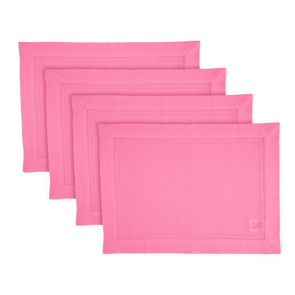 Linen Double Hemstitch Placemats, Set of 4