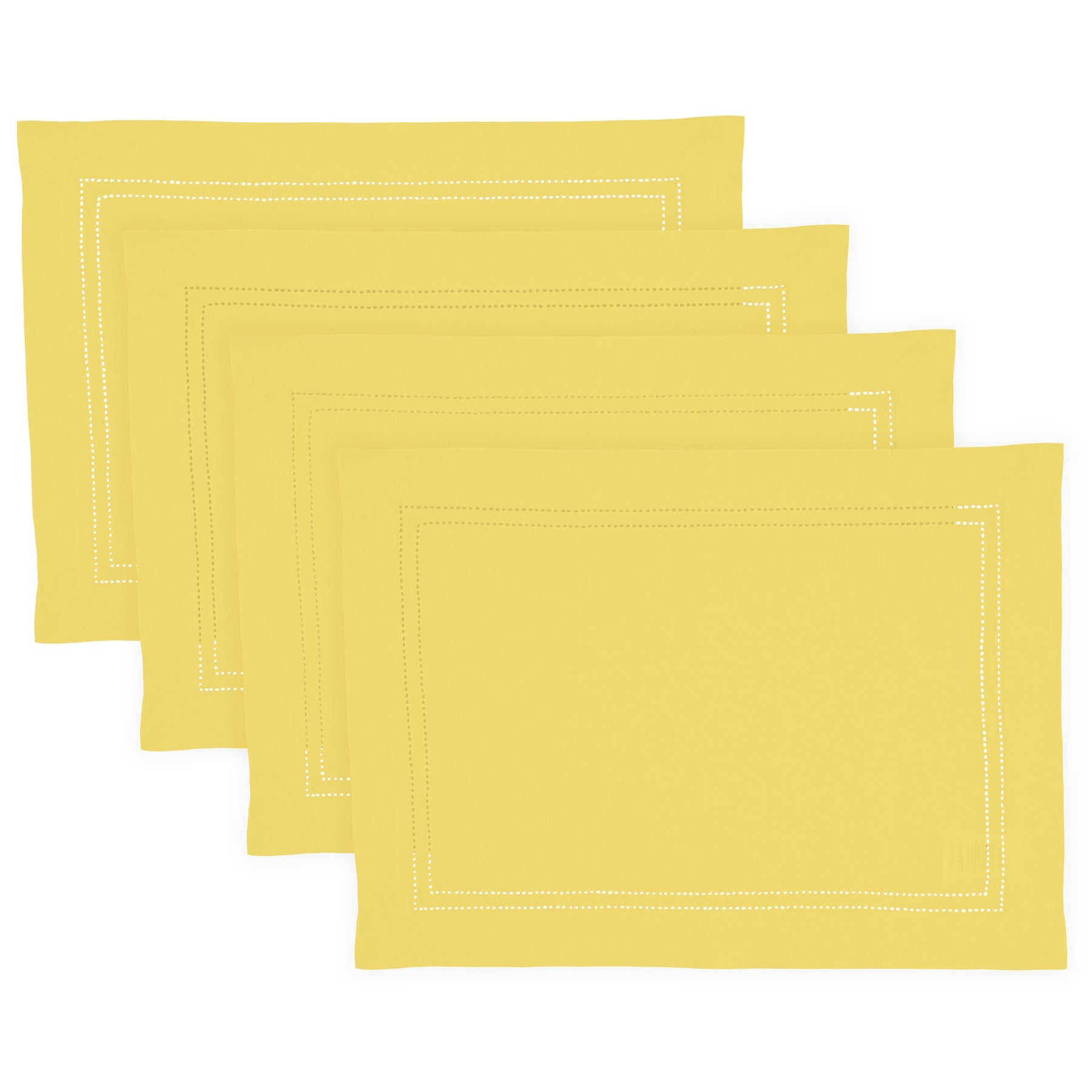 Linen Double Hemstitch Placemats, Set of 4