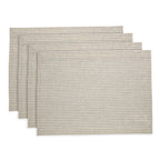 Narrow Stripe Placemats, Set of 4 Natural & White 14 x 19 Inch