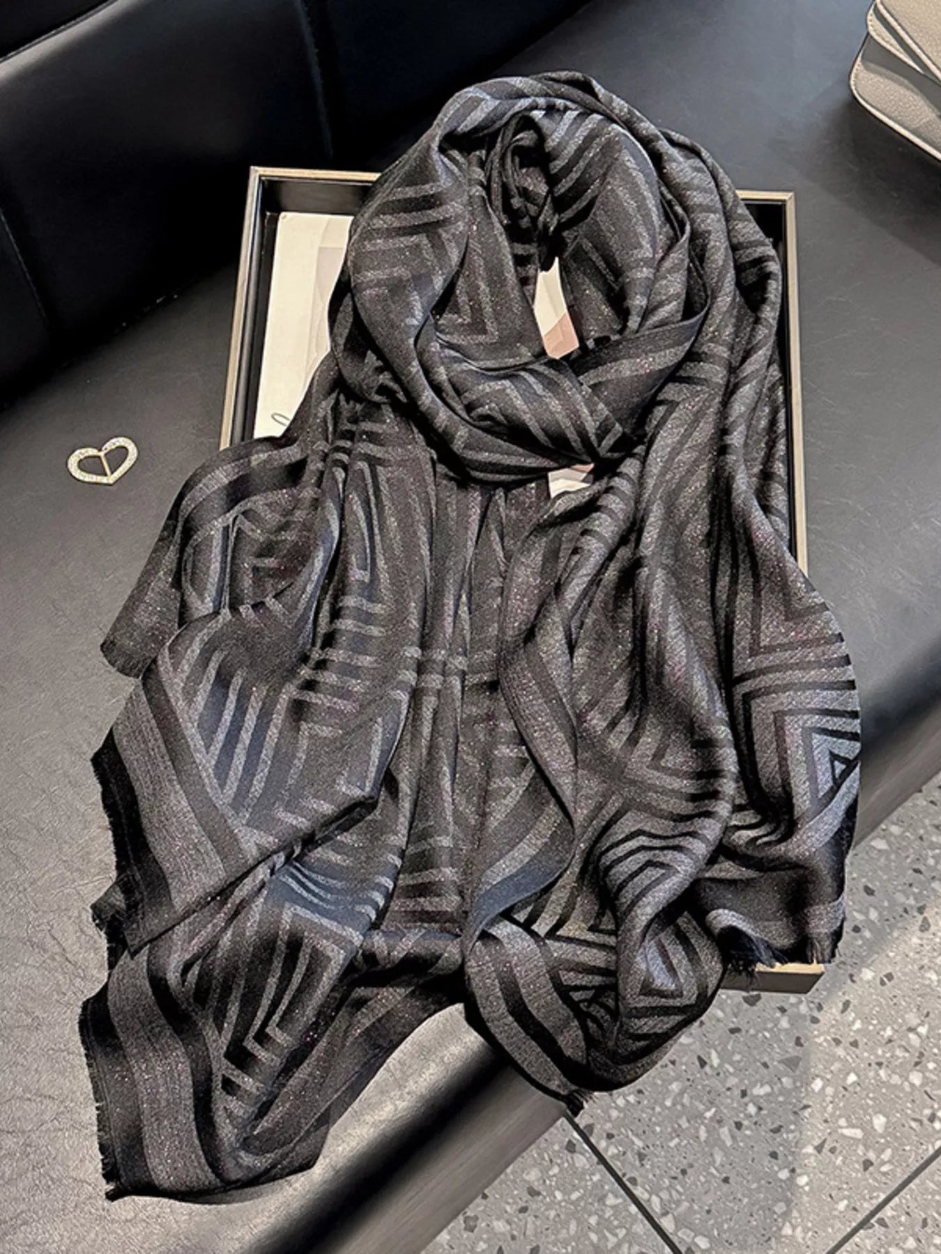 Raw Hem Lightweight Scarf Black One Size