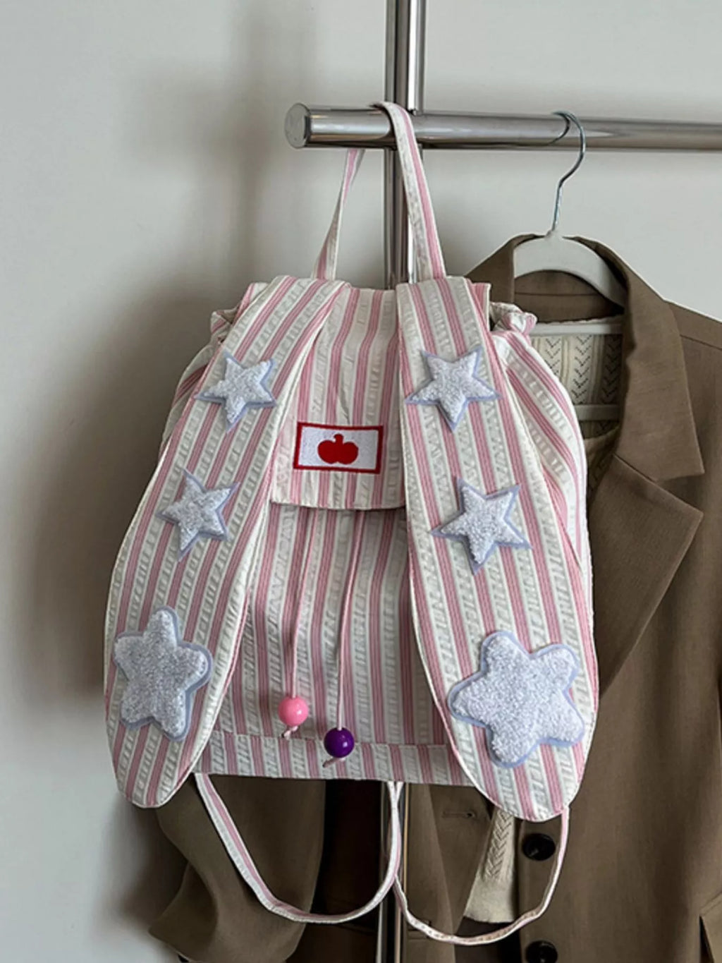 Striped Star Bunny Ear Backpack Bag