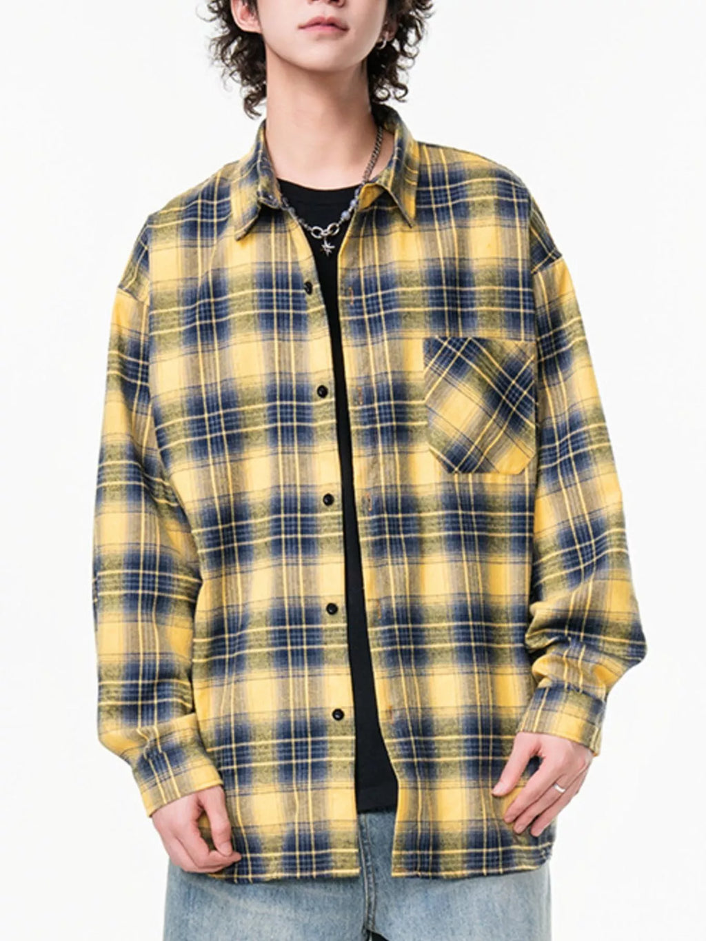 Men's Oversized Plaid Button Up Shirt