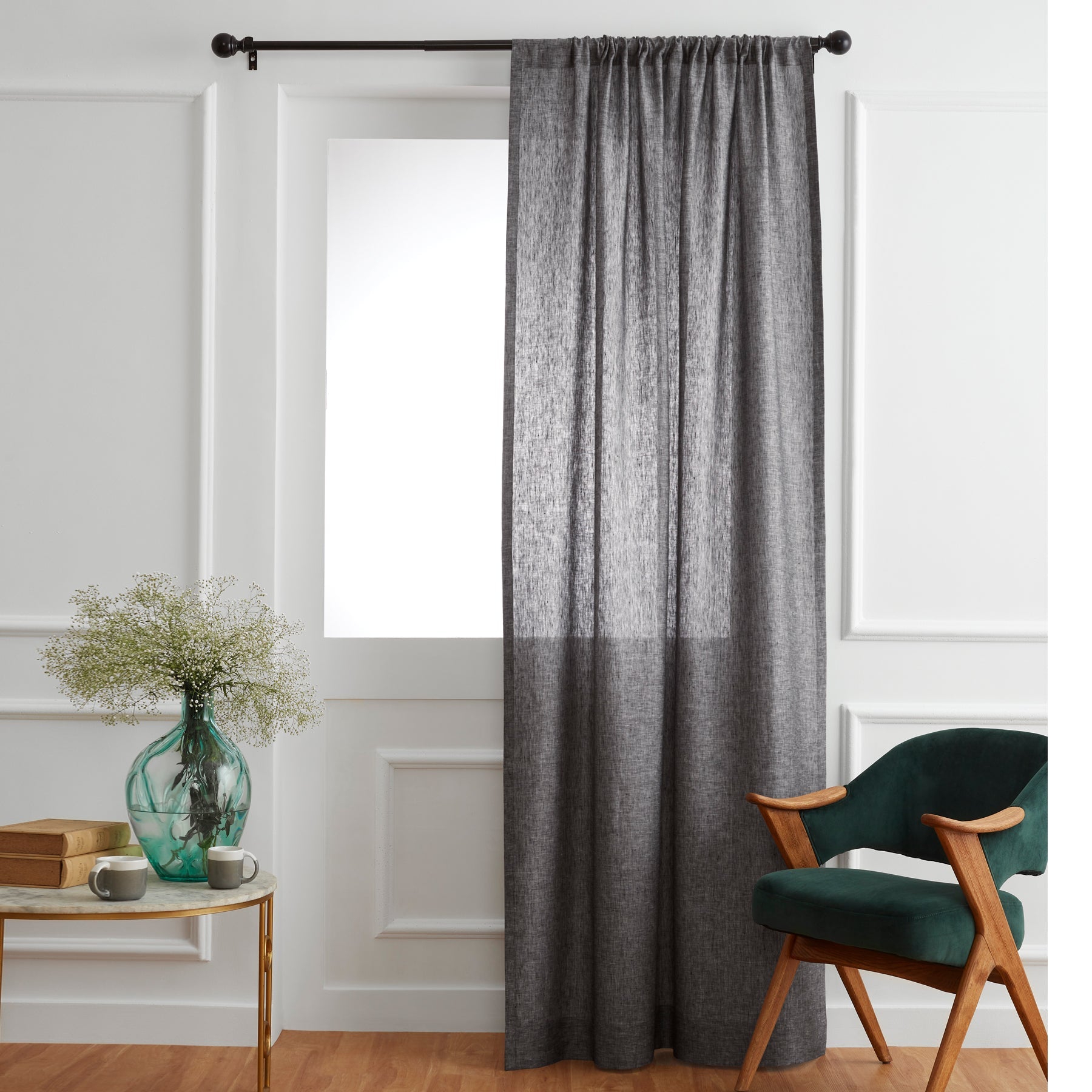 Linen Curtains Chambray Black