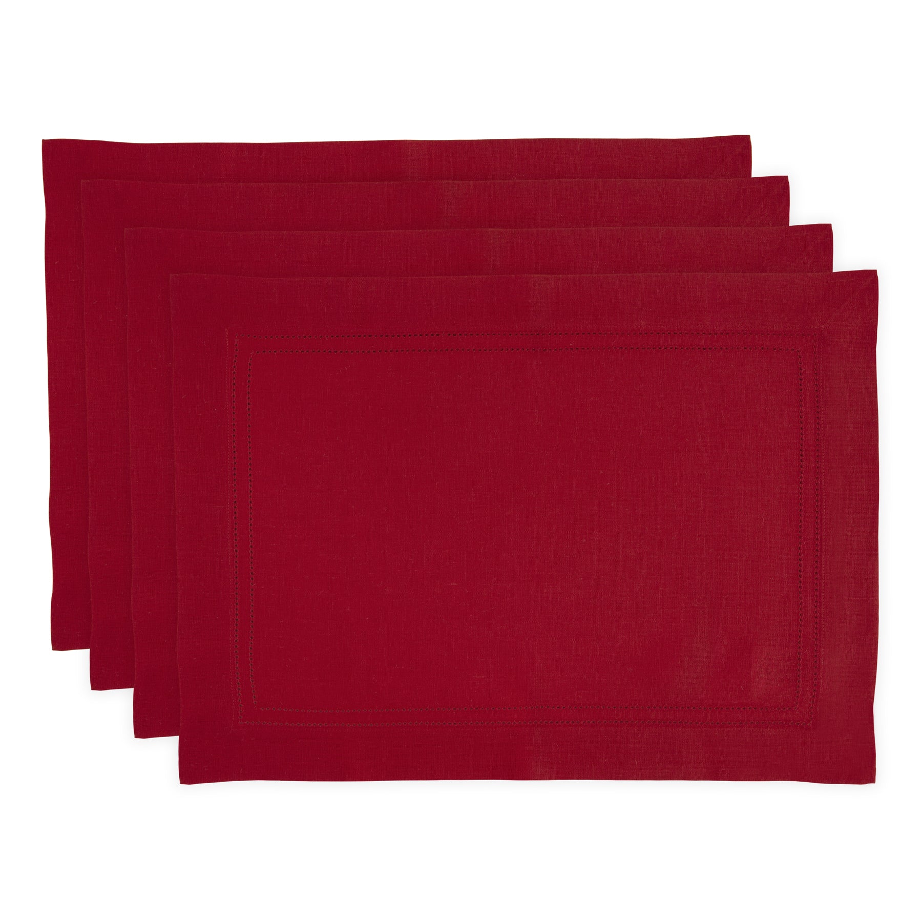 Linen Double Hemstitch Placemats, Set of 4
