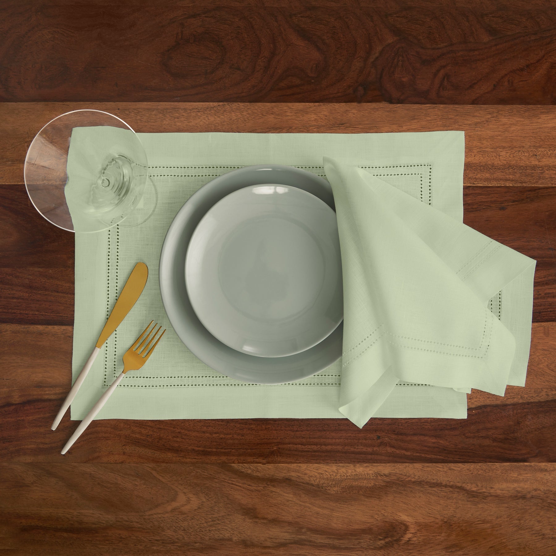 Linen Double Hemstitch Napkins, Set of 4