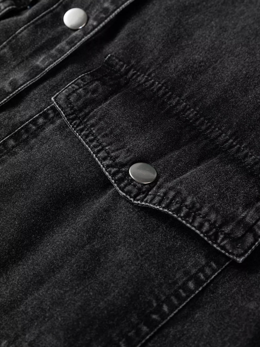 Chest Pocket Raw Hem Denim Loose Shirt Dress