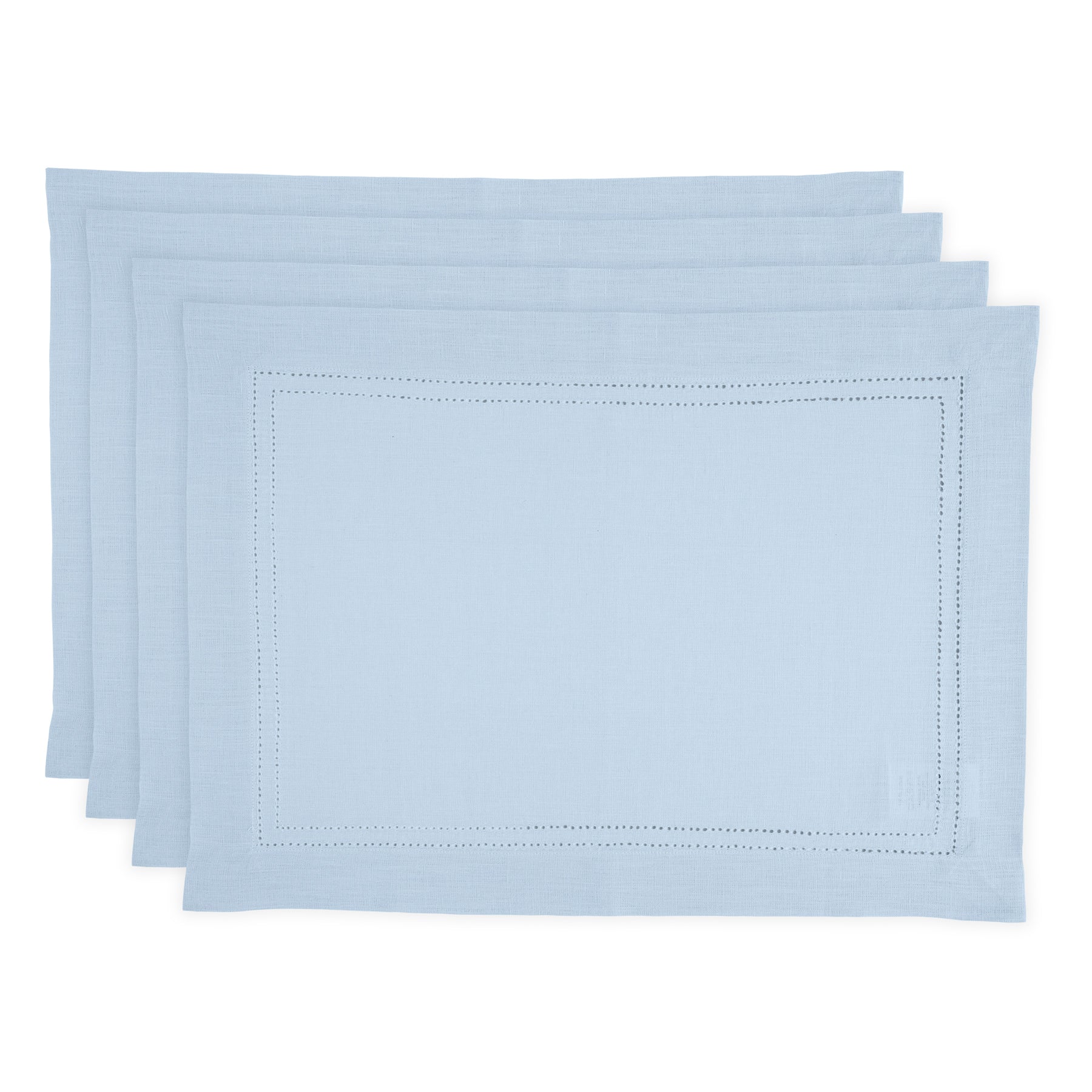 Linen Double Hemstitch Placemats, Set of 4