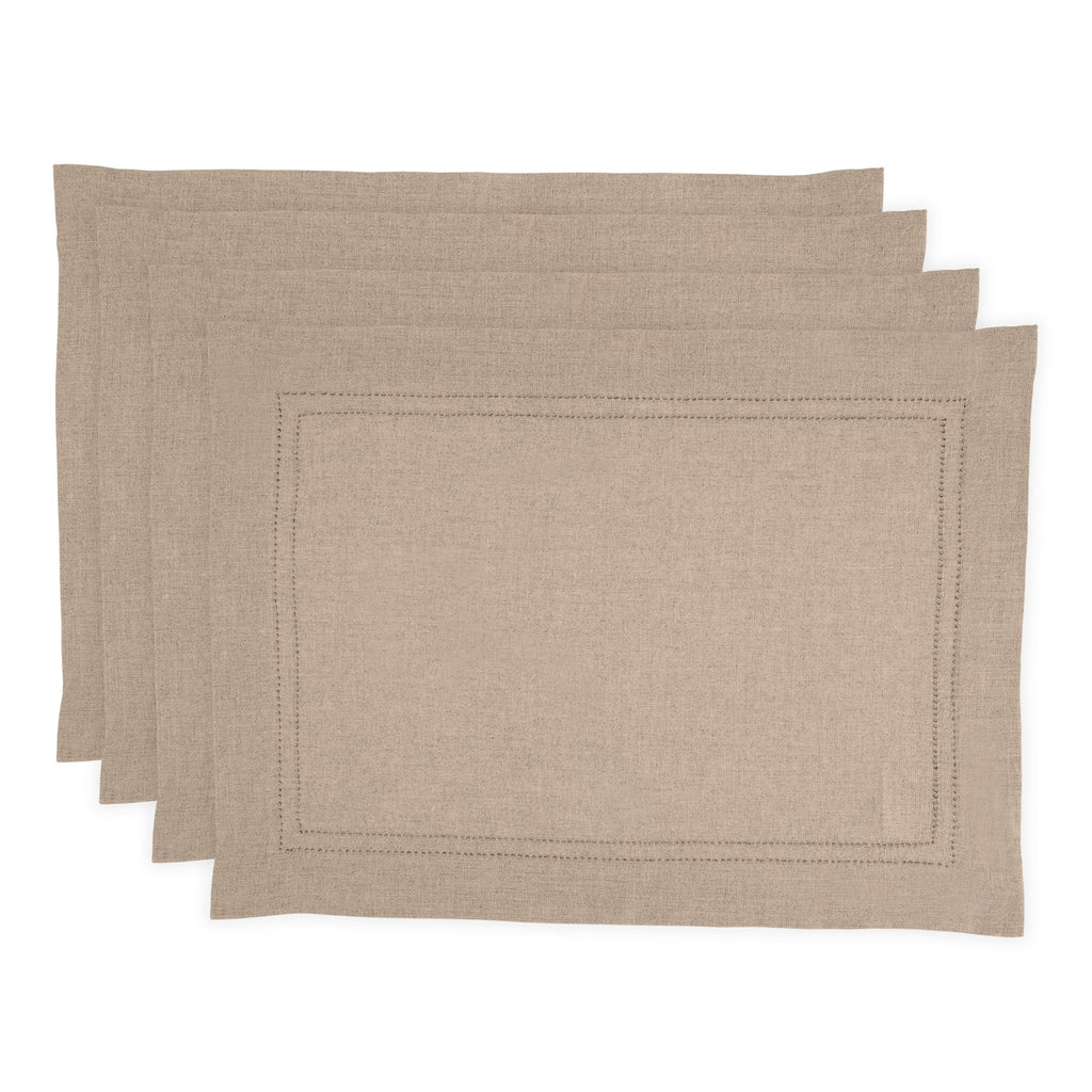 Linen Double Hemstitch Placemats, Set of 4