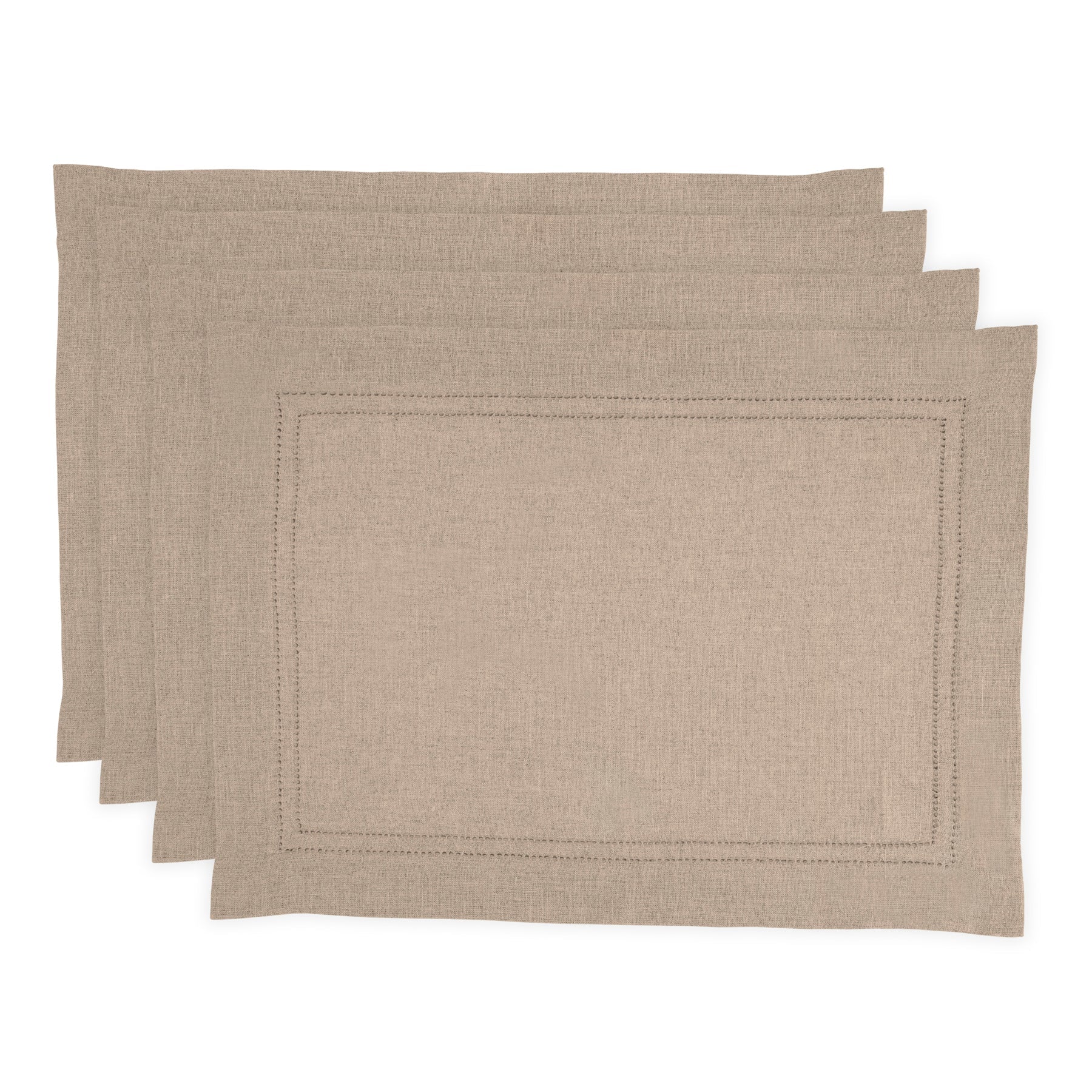 Linen Double Hemstitch Placemats, Set of 4