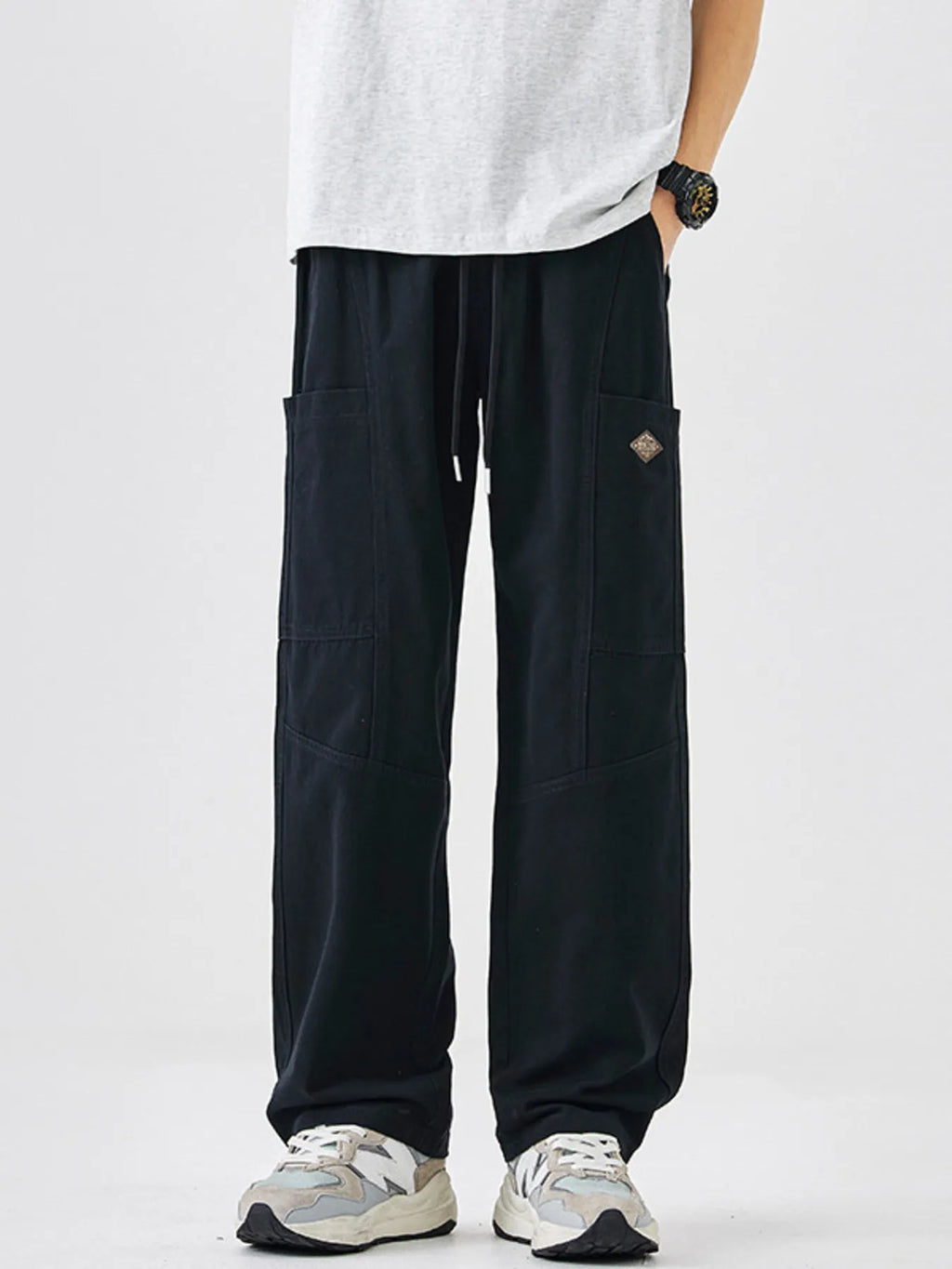 Men's Plus Size Casual Wide-Leg Drawstring Pants
