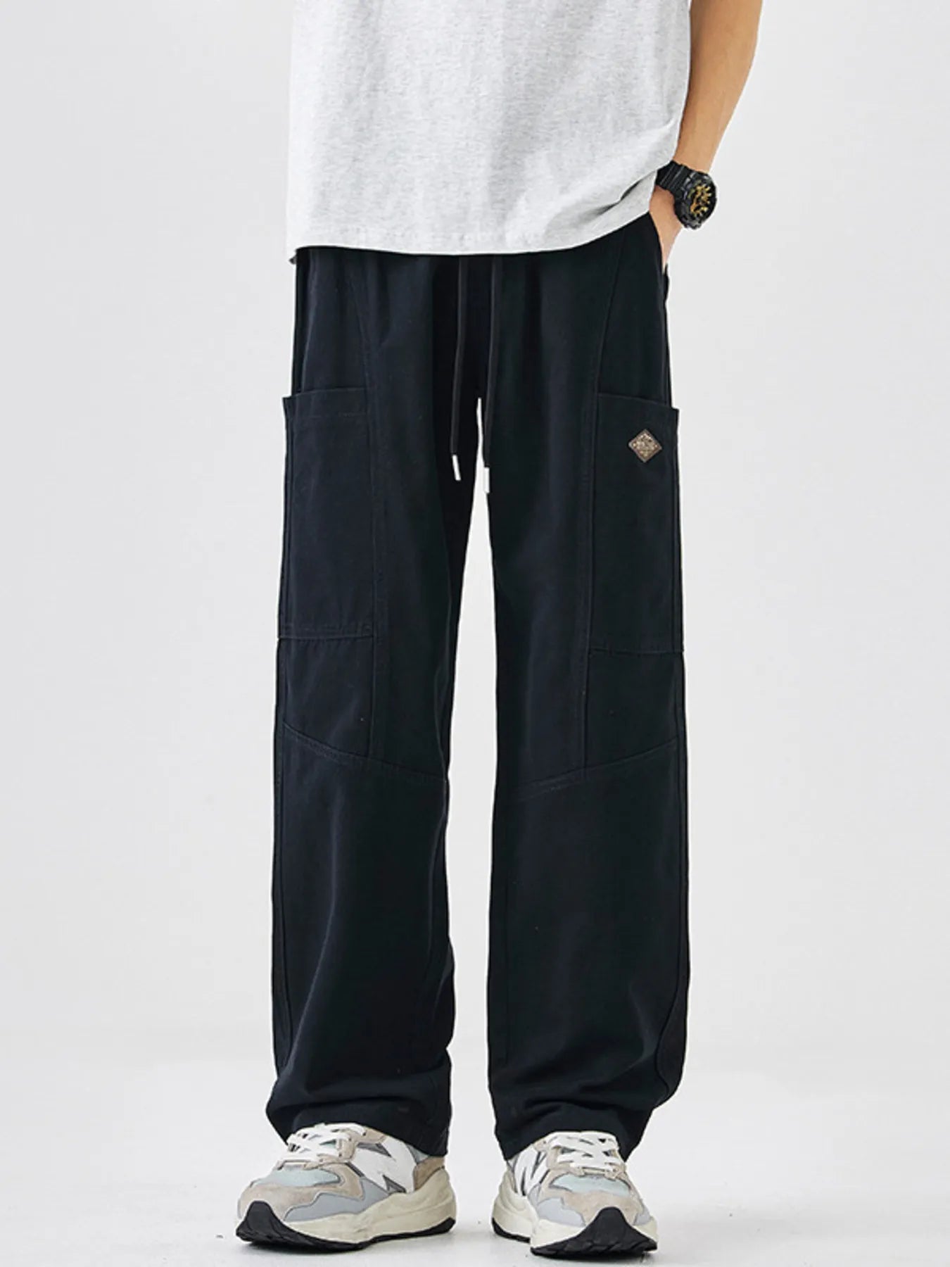 Men's Plus Size Casual Wide-Leg Drawstring Pants