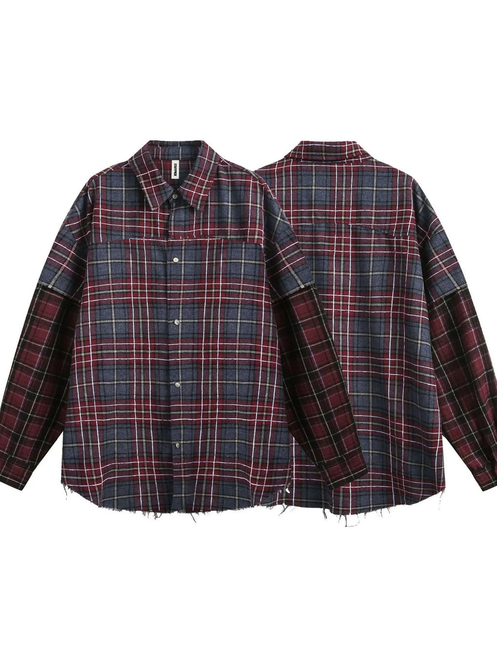 Men's Plaid Shirt with Frayed Hem Detail