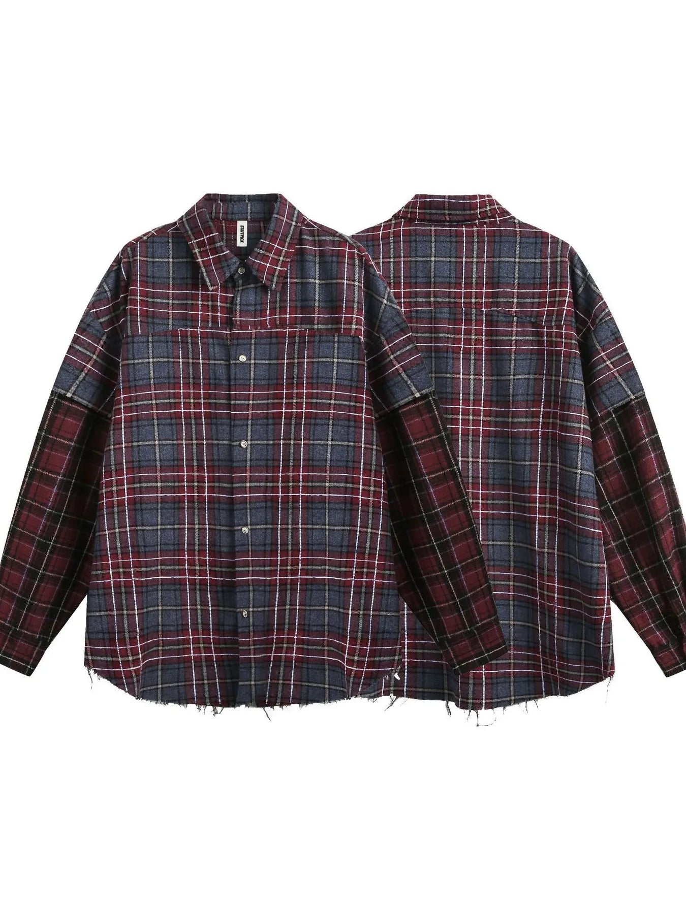 Men's Plaid Shirt with Frayed Hem Detail
