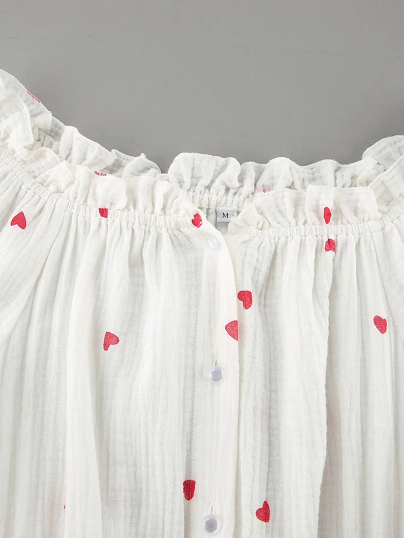 Heart Printed Off-Shoulder Ruffle Mini Dress