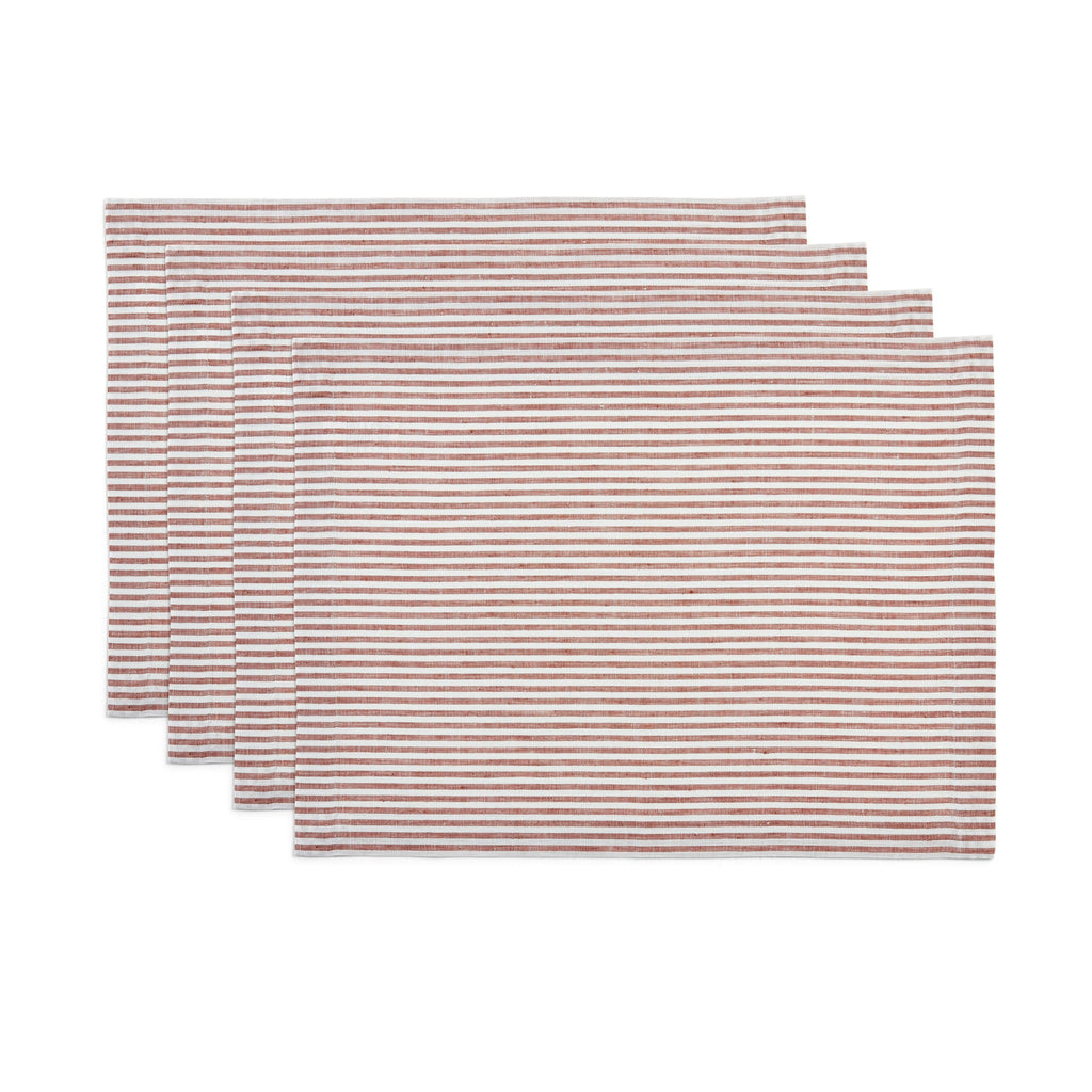 Narrow Stripe Placemats, Set of 4 Cinnamon & White 14 x 19 Inch
