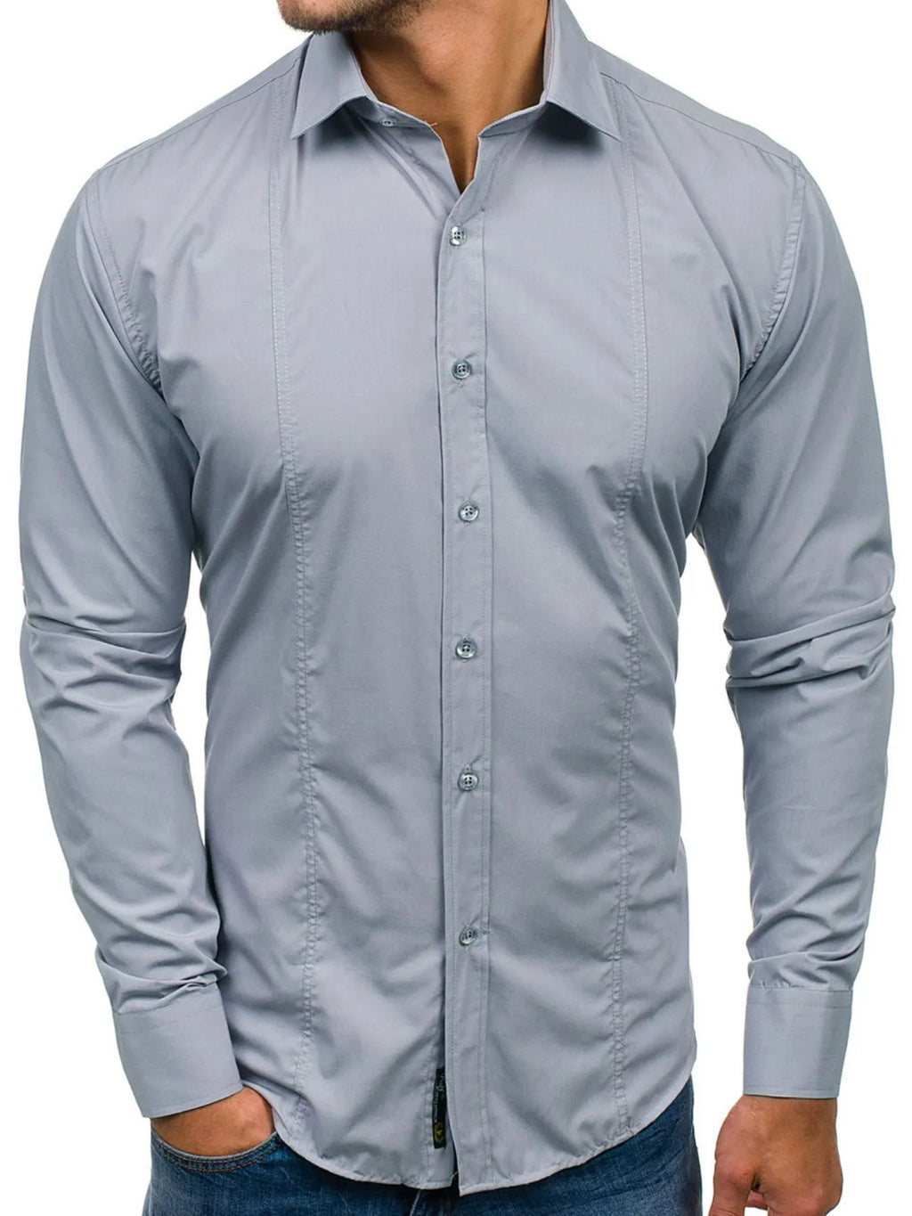 Men's Slim Fit Button-Down Shirt Gray