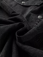 Chest Pocket Raw Hem Denim Loose Shirt Dress