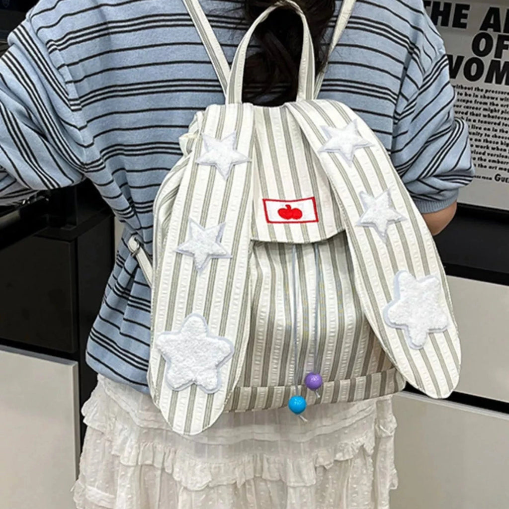 Striped Star Bunny Ear Backpack Bag