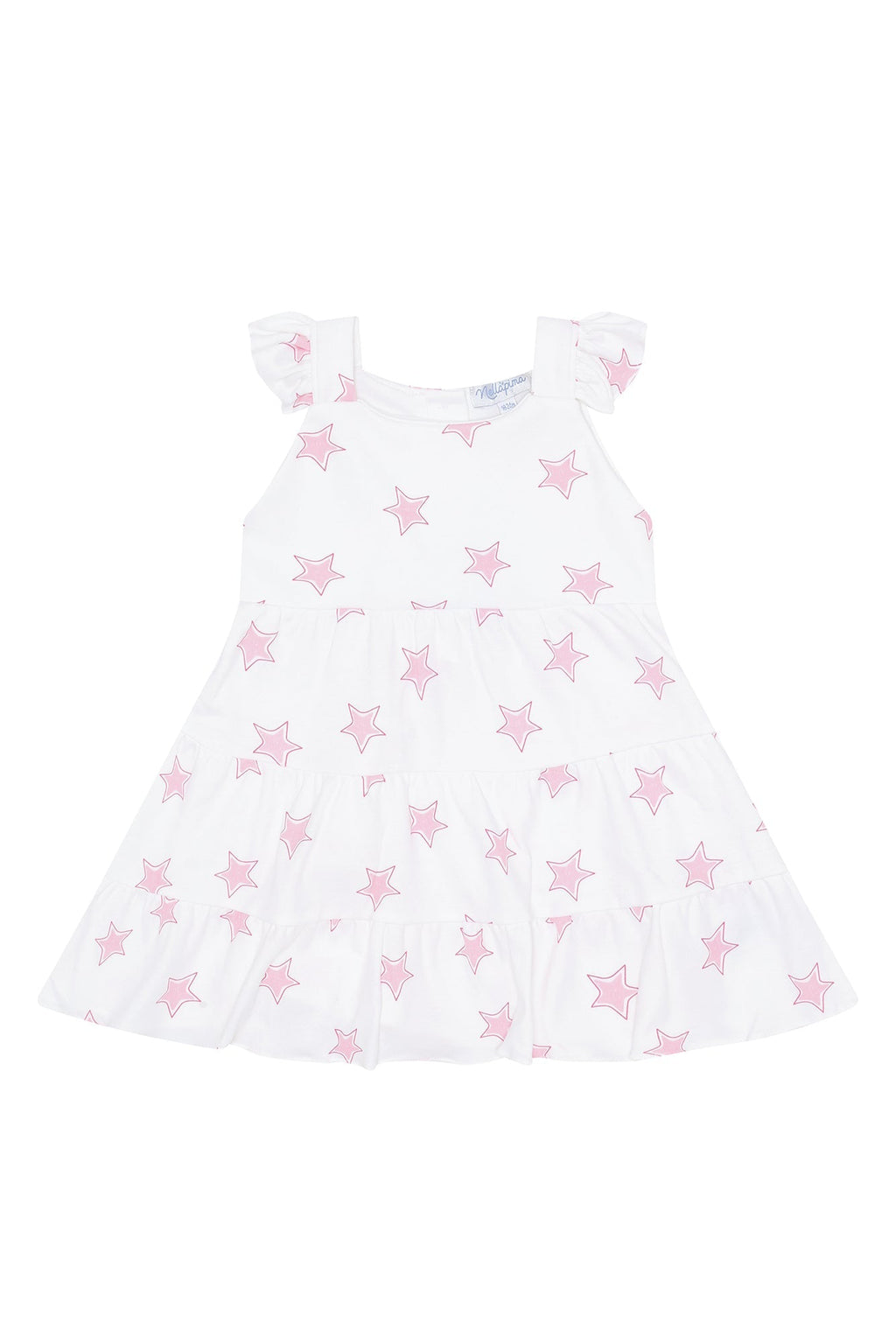 Pink Stars Print Ruffle Dress Pink