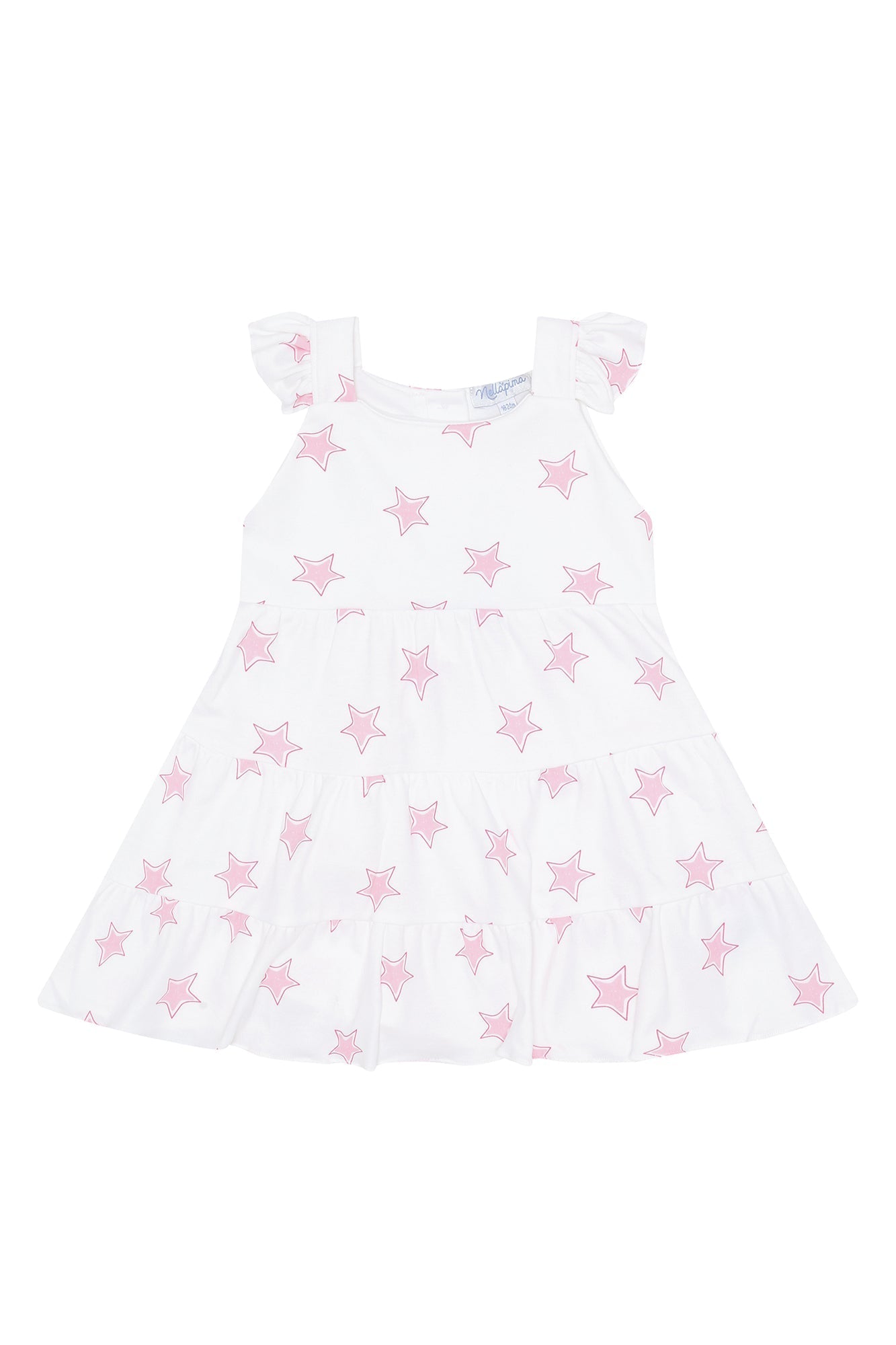 Pink Stars Print Ruffle Dress Pink