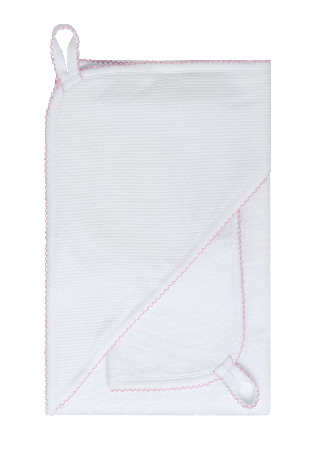 White Bubble Hooded Baby Towel Pink PT One Size