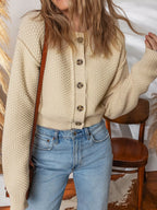 Button Front Cropped Cardigan