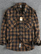 Men's Plus Size Plaid Button Down Shirt Yellow And Black Plaid