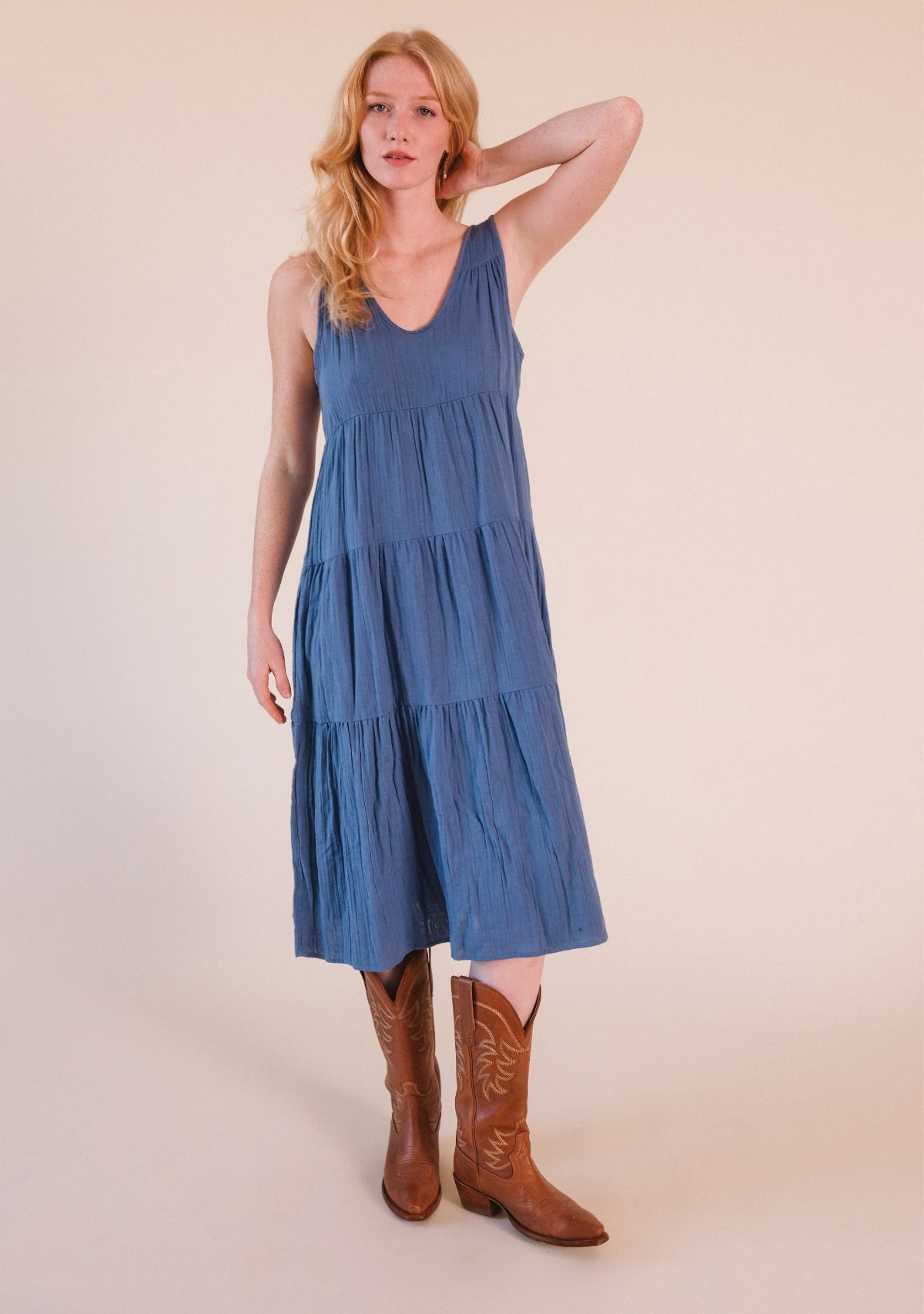 Teresa Tiered Tank Dress - Ocean