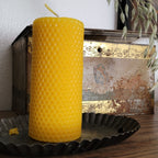 Firm Foundation Pillar | Hexagon Pattern Beeswax Candle