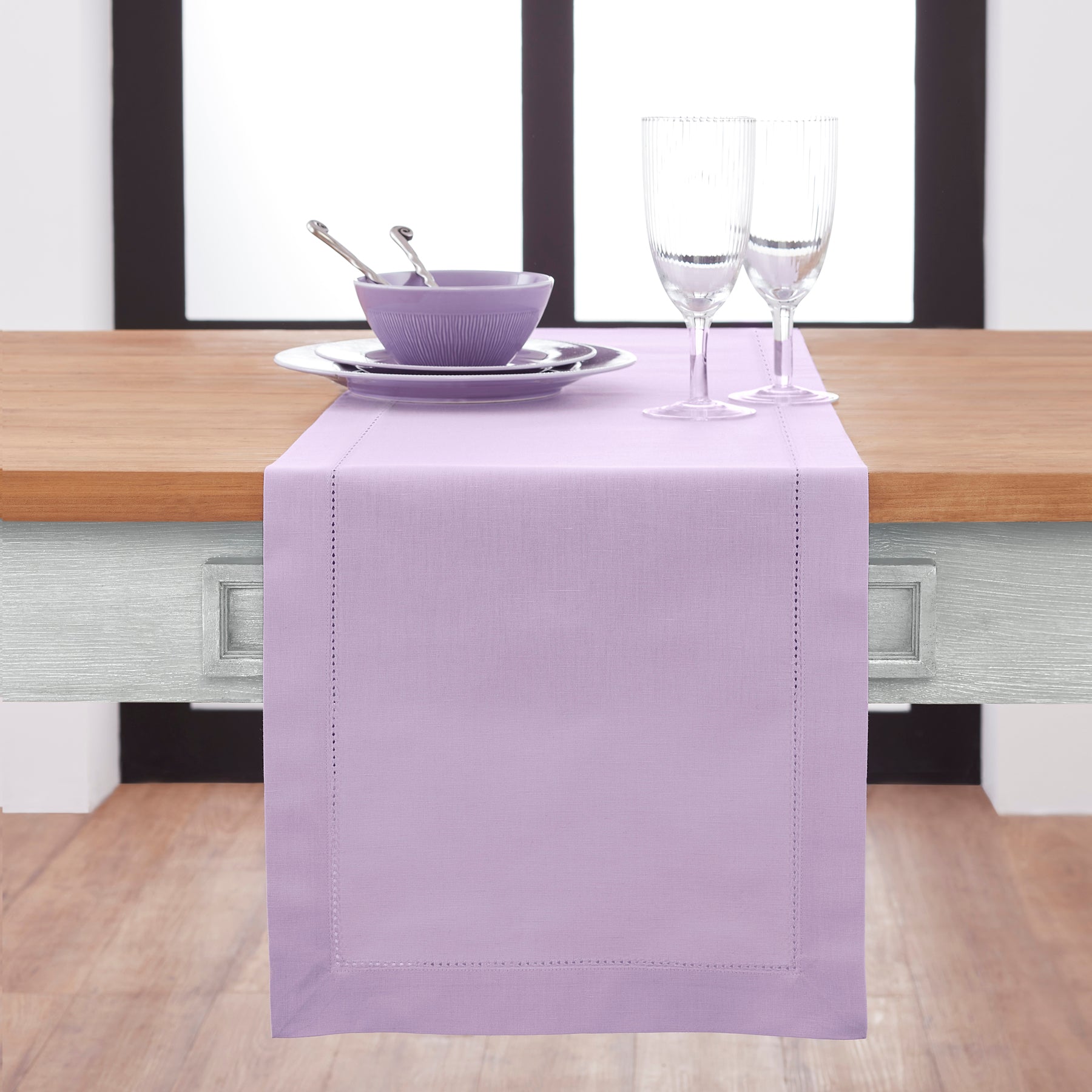 Cotton Linen Hemstitch Table Runner