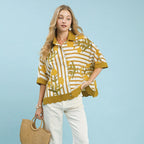 Umgee Mix Floral Stripe Button Down Top