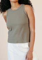 Charlie Ribbed Organic Cotton Tank - Sage
