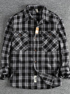 Men's Plus Size Plaid Button Down Shirt Black Plaid