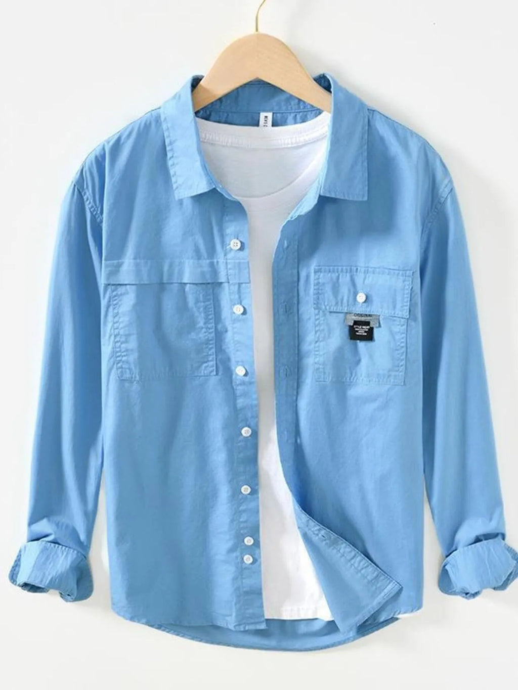 Men's Long Sleeve Button-Up Shirt Blue