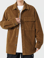 Men's Plus Size Oversized Button Up Corduroy Shirt