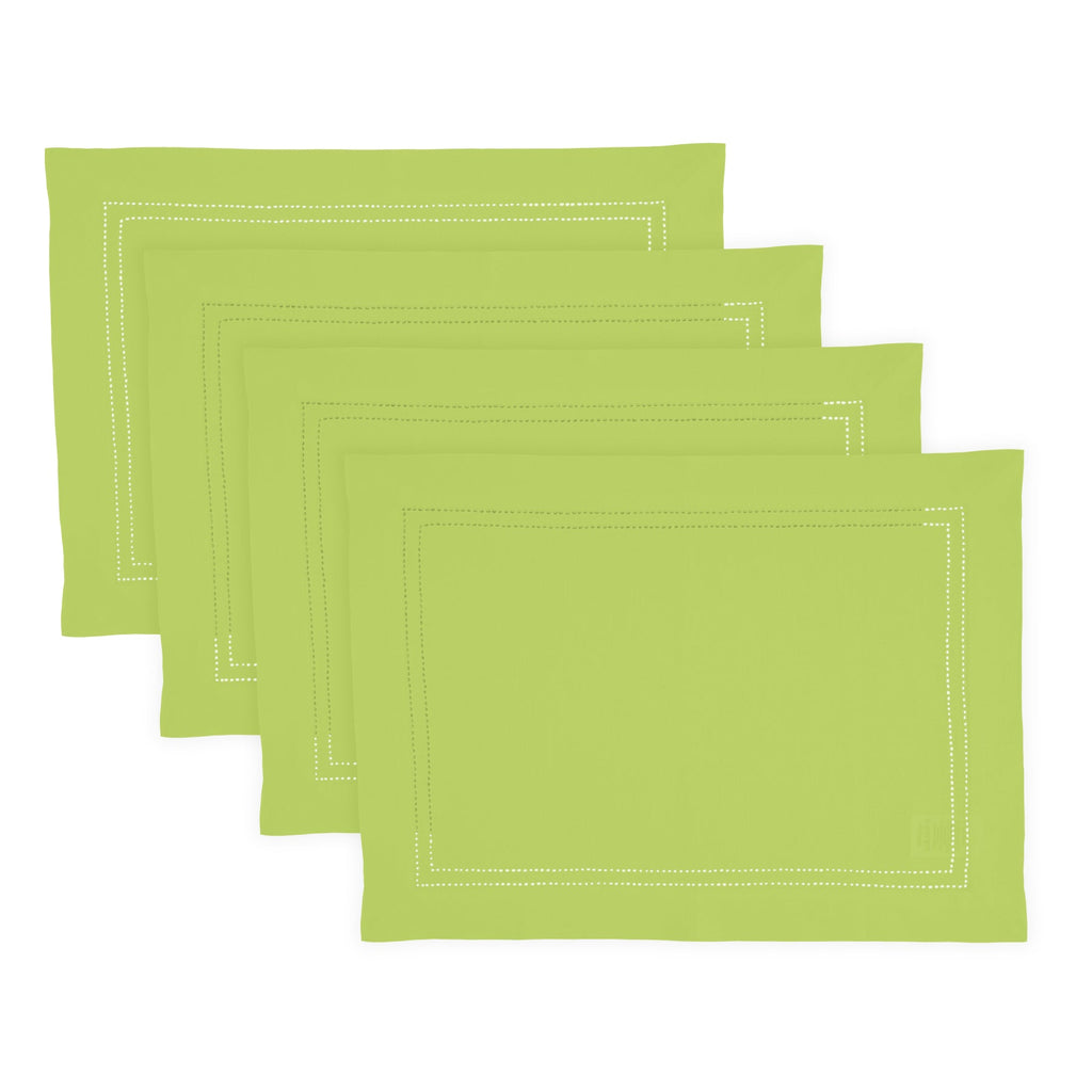 Linen Double Hemstitch Placemats, Set of 4