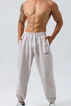 Men's Plus Size Distressed Drawstring Joggers Gray