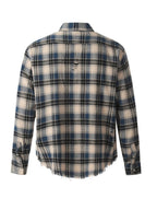 Men's Plaid Long Sleeve Shirt with Raw Hem