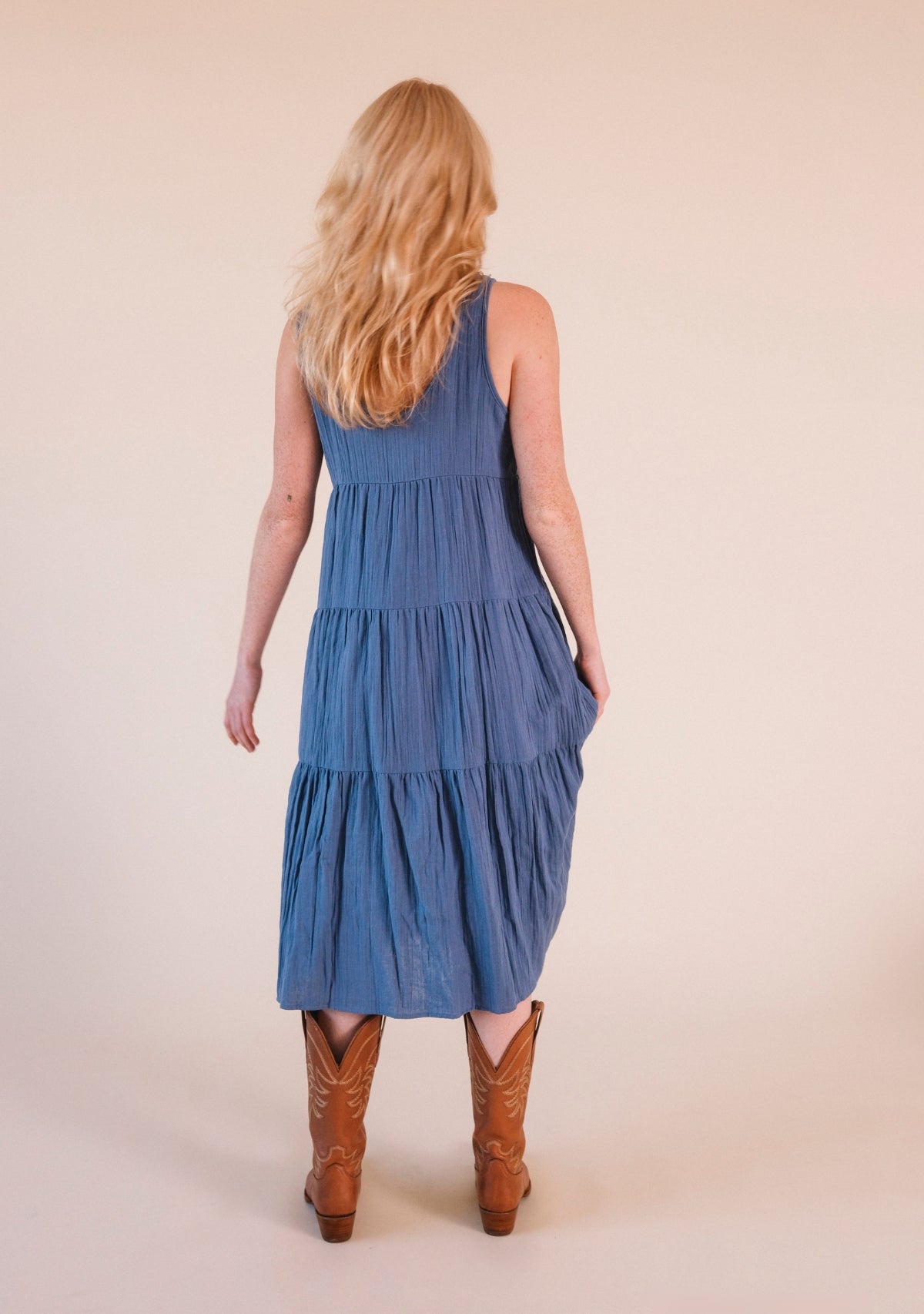 Teresa Tiered Tank Dress - Ocean