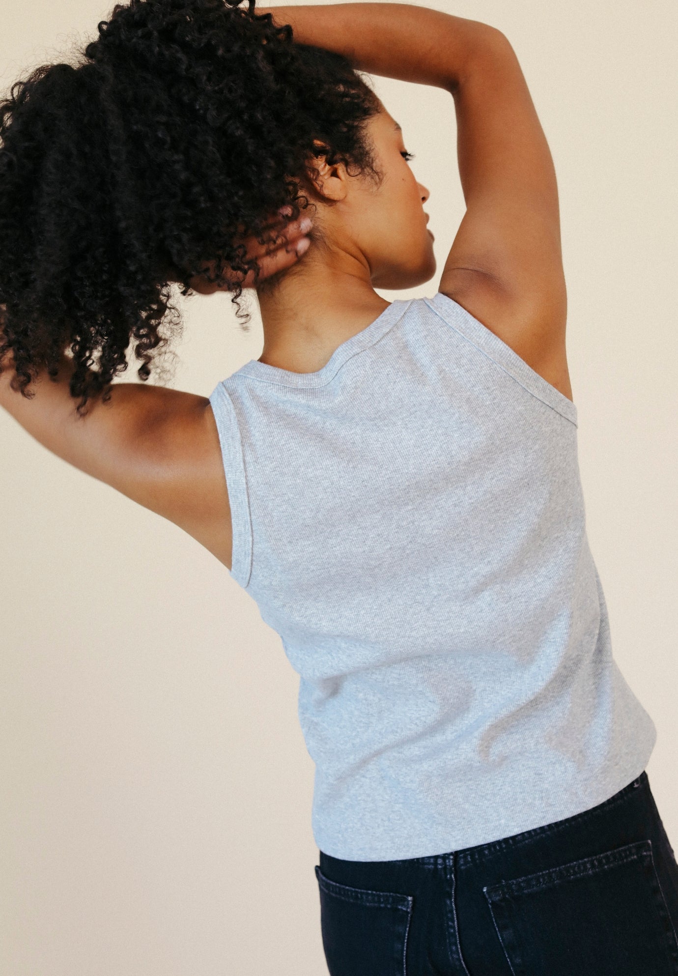 Charlie Ribbed Organic Cotton Tank - Heather Gray