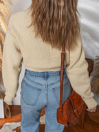 Button Front Cropped Cardigan