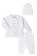 Button Cable Knit Set Blue