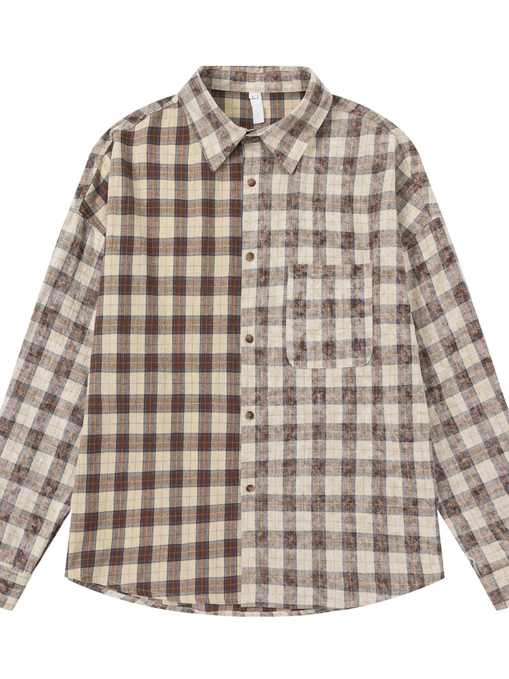 Men's Plaid Button Up Long Sleeve Shirt Coffee