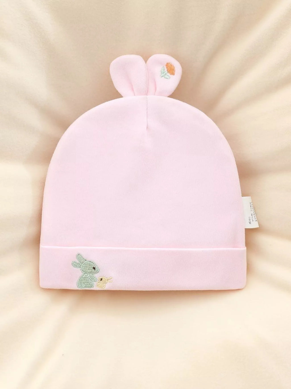 Children's Bunny Ears Embroidered Hat Pink One Size