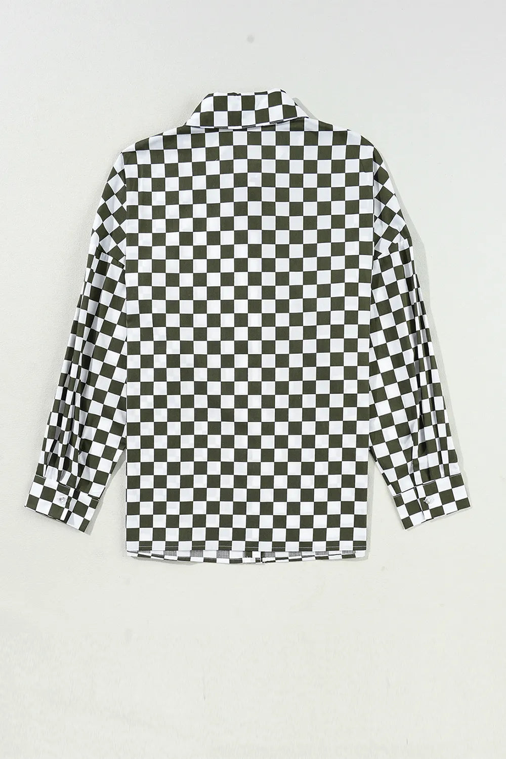 Checkered Collared Neck Long Sleeve Shirt